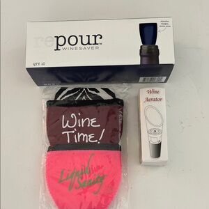 Wine Saver Cork Set with Wine Aerator - Purple and Pink coozies